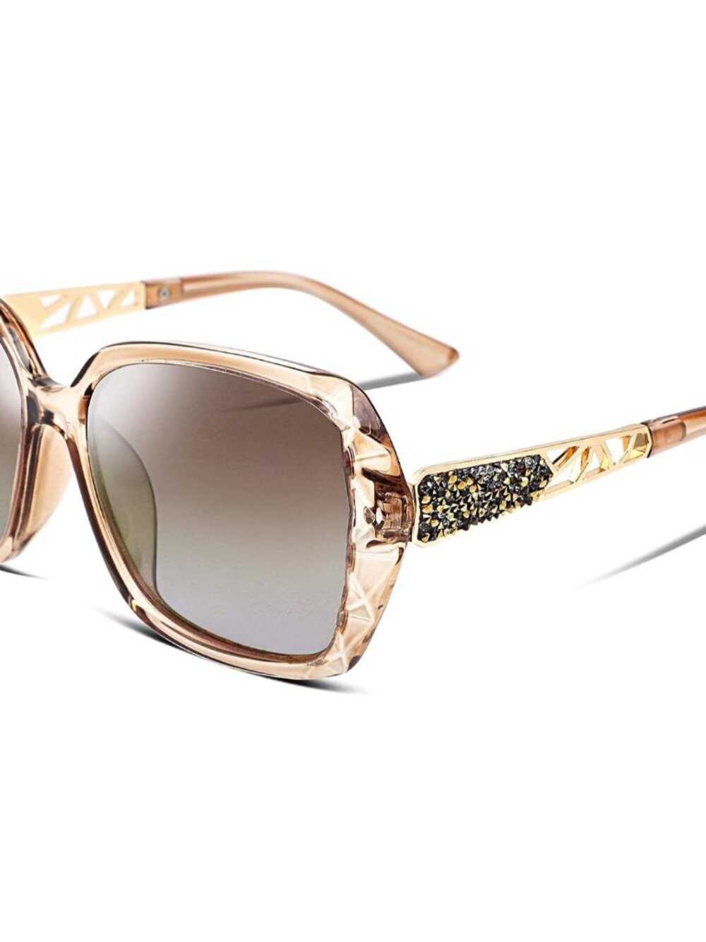 Stunning Brown Lens Polarized Sunglasses for Women - B2289 with Crystal Accent